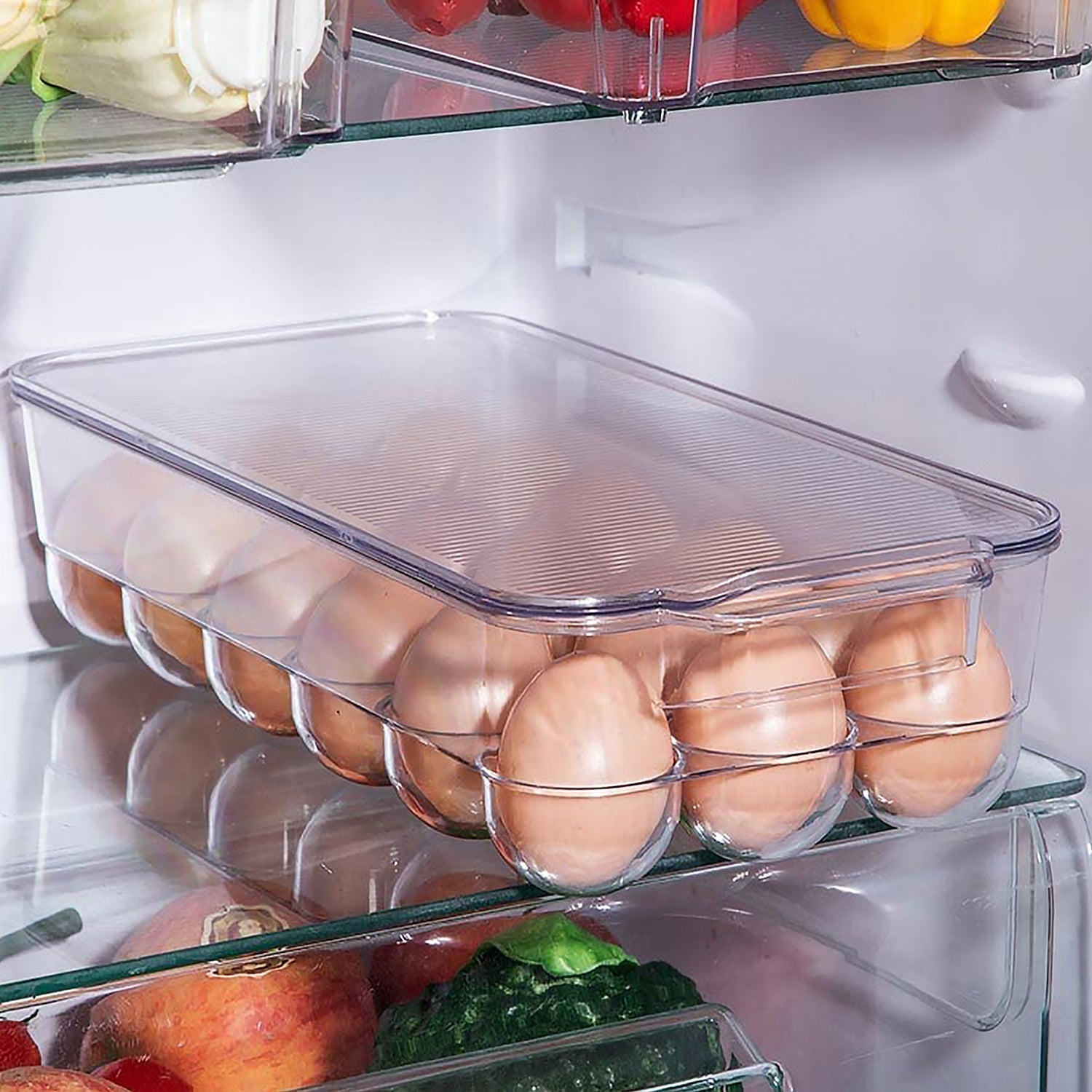 Plastic 18 Cavity Egg Storage Box Or Egg Trays For Refrigerator With Lid & Handles High Quality, Rectangular Egg Tray Box For 18 Egg (1 Pc) Plastic 18 Cavity Egg Storage Box Or Egg Trays For Refrigerator With Lid & Handles High Quality, Rectangular Egg Tray Box For 18 Egg (1 Pc)